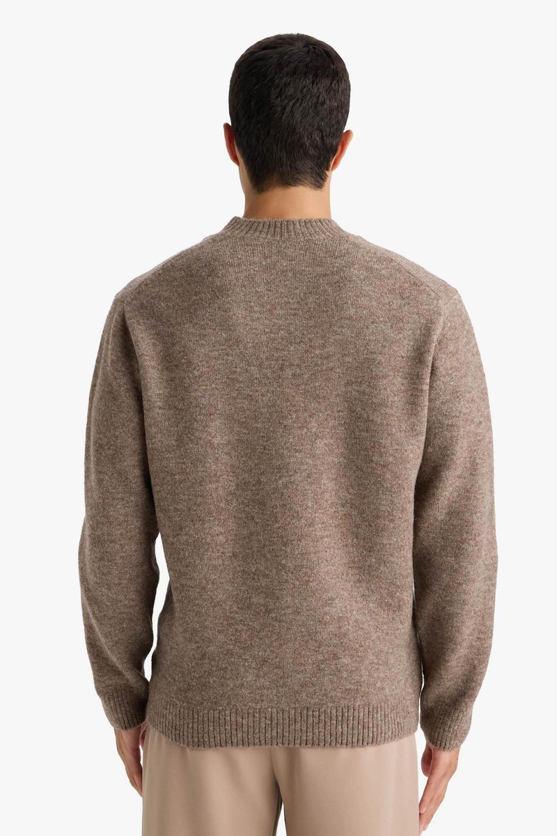 DeFacto Brown Man Relax Fit Crew Neck Knitwear Pullover Casual - Image 5